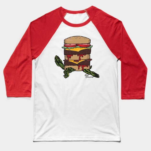 Turtle Burger Baseball T-Shirt by KShinabery